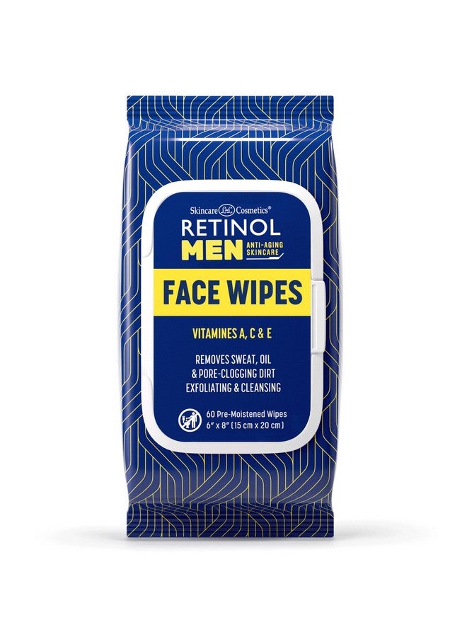 Retinol Men Facial Wipes Anti-Aging Cleansing Towelettes - Quickly cleanse face from sweat, oil and pore-clogging dirt without any heavy residue - Image 1