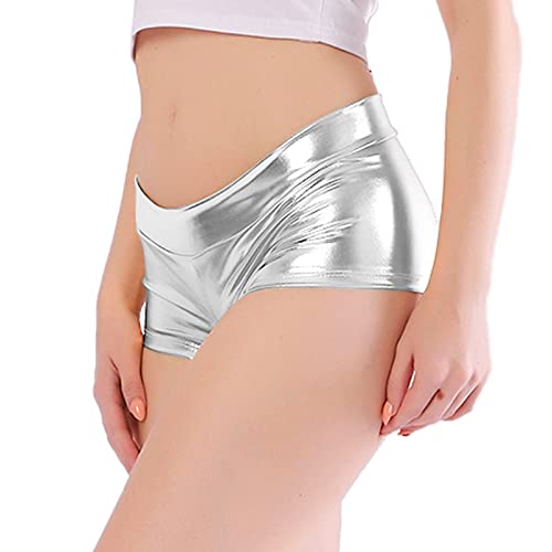 Kepblom Women's Shiny Metallic Rave Booty Shorts Hot Pants Dance Bottom - Image 2