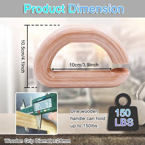 Lights Mountain Wooden Resistance Bands Handles, Versatile Exercise Handles, for Elastic Band Workouts Home Gym Strength Training, and Full-Body Workouts - Image 2