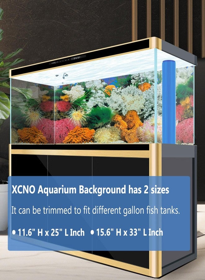 XCNO Aquatic Plant Aquarium Background Sticker Coral HD Fish Backgrounds for Aquariums Gravel Stone Fish Tank Wallpaper Decorations 2 Sided 16"x 33" - Image 2