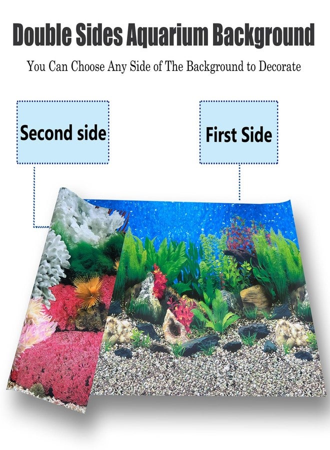 XCNO Aquatic Plant Aquarium Background Sticker Coral HD Fish Backgrounds for Aquariums Gravel Stone Fish Tank Wallpaper Decorations 2 Sided 16"x 33" - Image 5