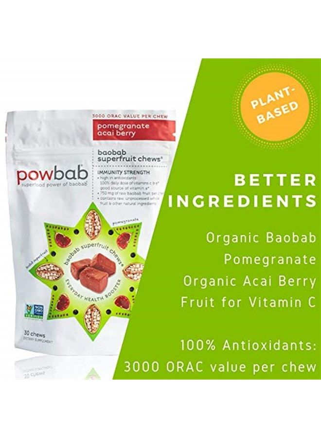 powbab Powbab Baobab Superfruit Chews - 750mg Raw Baobab Powder Organic. Immune Superfood Supplement, 100% Antioxidants for Cold Season Vitamin C. Acai Berry Powder Pomegranate Supplement, Non GMO, 30 Chews - Image 3