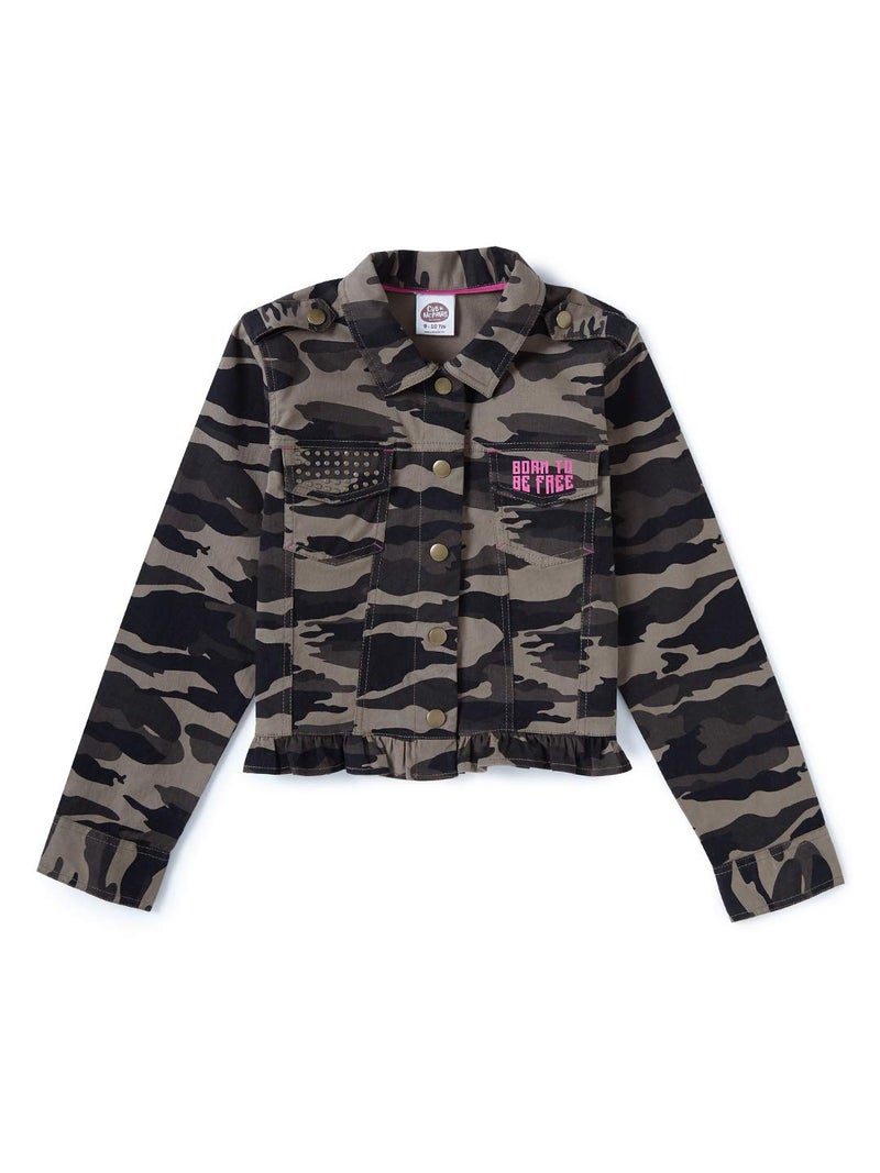 Cub McPaws Girls' Camouflage Winter Jacket | Cropped Length | Studded | 4-12 Years - Image 1