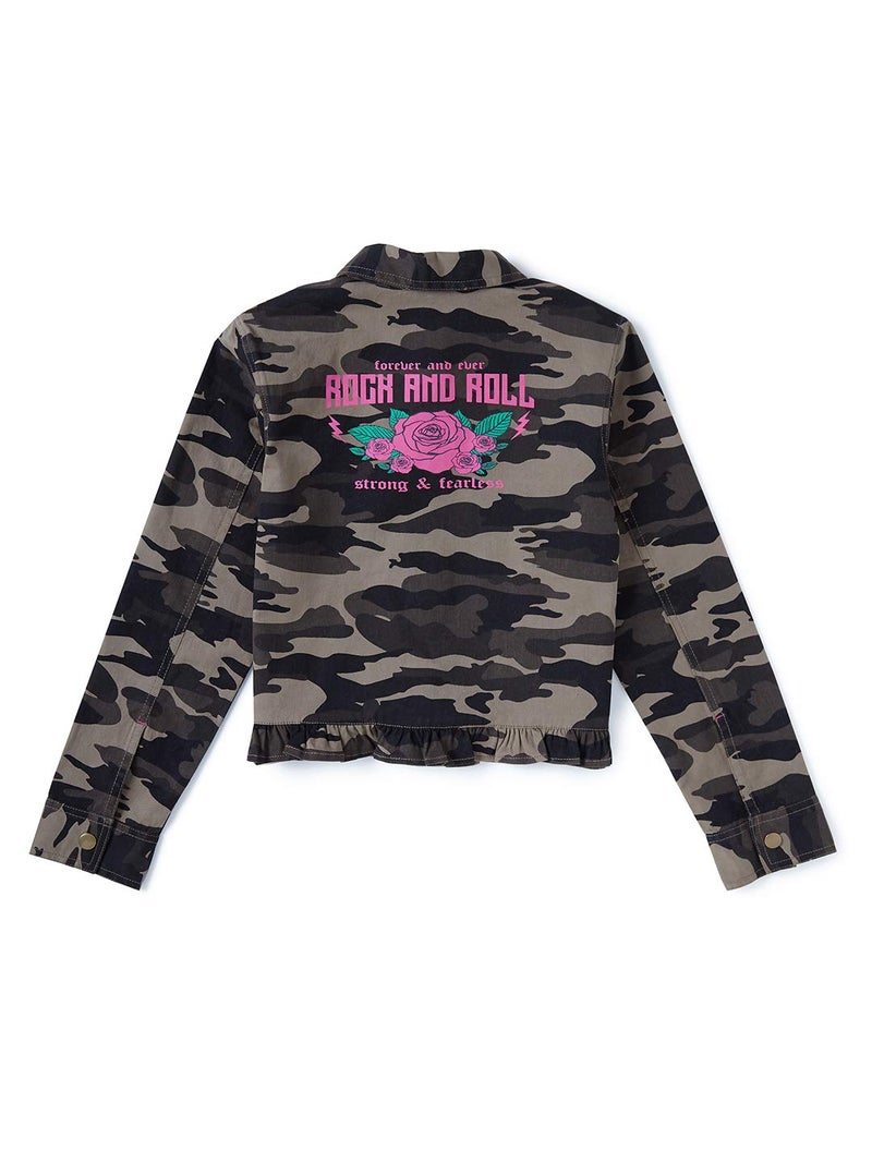 Cub McPaws Girls' Camouflage Winter Jacket | Cropped Length | Studded | 4-12 Years - Image 2