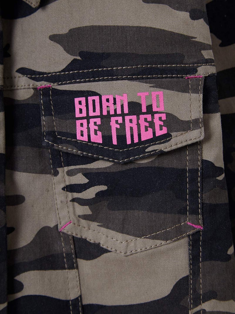 Cub McPaws Girls' Camouflage Winter Jacket | Cropped Length | Studded | 4-12 Years - Image 5