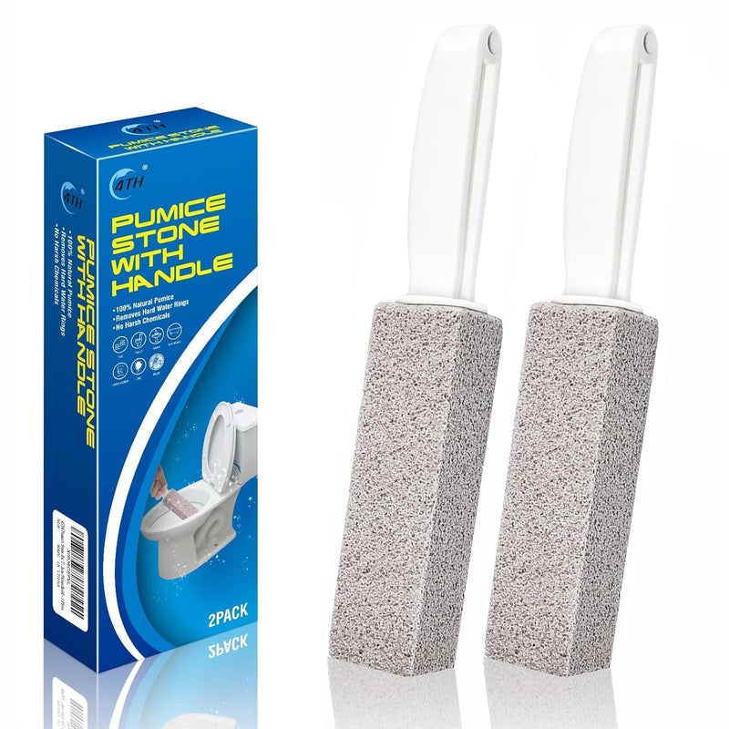Ecocheap 2 Pack Pumice Stone Brush Toilet Bowl Cleaner with Extra Long Handle 100% Natural Pumice Toilet Brush for Household Cleaning Hard Water Cleaner Remover for Pool, Bathroom, Tiles & BBQ Grills - Image 1