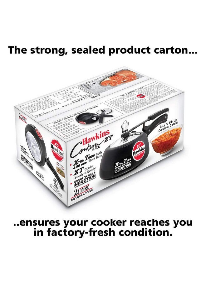 Hawkins 2 Litre Contura Black XT Pressure Cooker, Hard Anodised Inner Lid Cooker, Small Induction Cooker, Handi Cooker, Black (CXT20) - Image 4