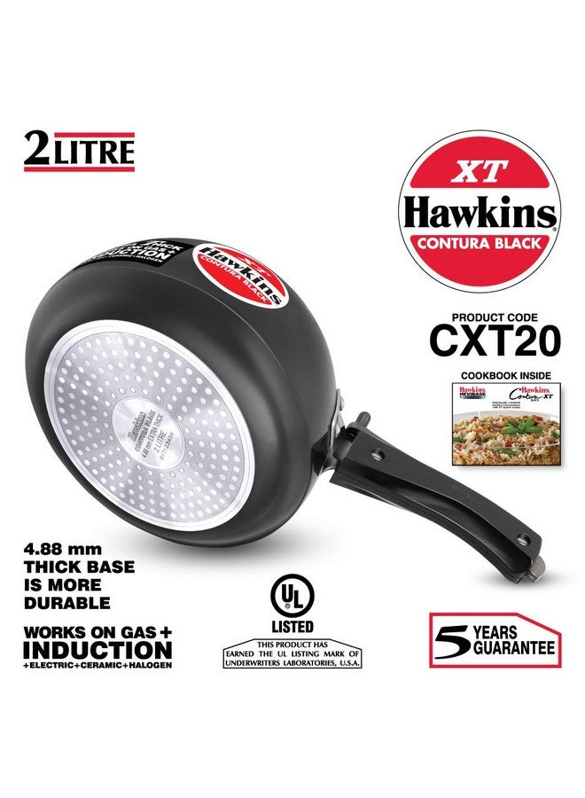 Hawkins 2 Litre Contura Black XT Pressure Cooker, Hard Anodised Inner Lid Cooker, Small Induction Cooker, Handi Cooker, Black (CXT20) - Image 2