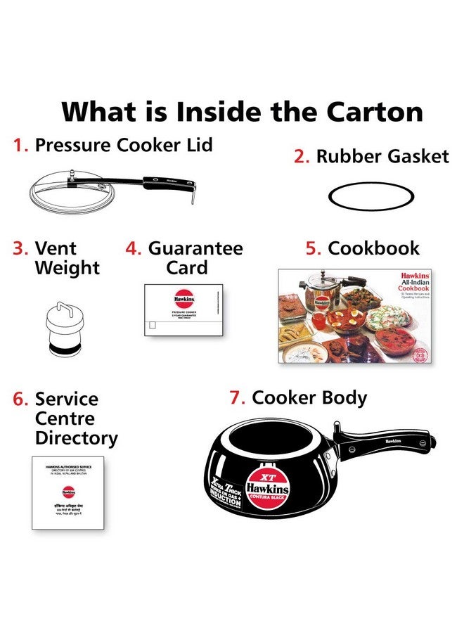 Hawkins 2 Litre Contura Black XT Pressure Cooker, Hard Anodised Inner Lid Cooker, Small Induction Cooker, Handi Cooker, Black (CXT20) - Image 5
