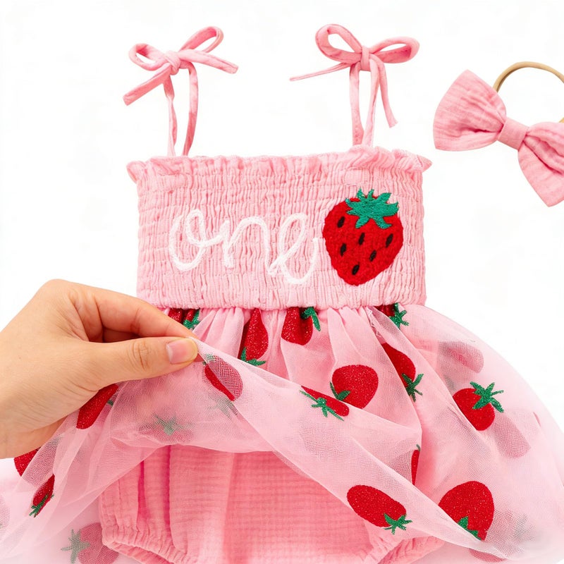 TITKKOP Baby Girl 1st Birthday Clothes One Year Old Tulle Romper Sleeveless Bodysuit Cake Smash Outfits(Pink4,12-18M) - Image 3