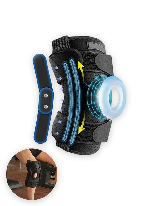 Knee Brace for Meniscus Tear,Adjustable Support for Knee Pain with Removable Metal Hinges & Built-in Side Stabilizers for Sports,ACL MCL Injury or Surgery Recovery,Adjustable Knee Support