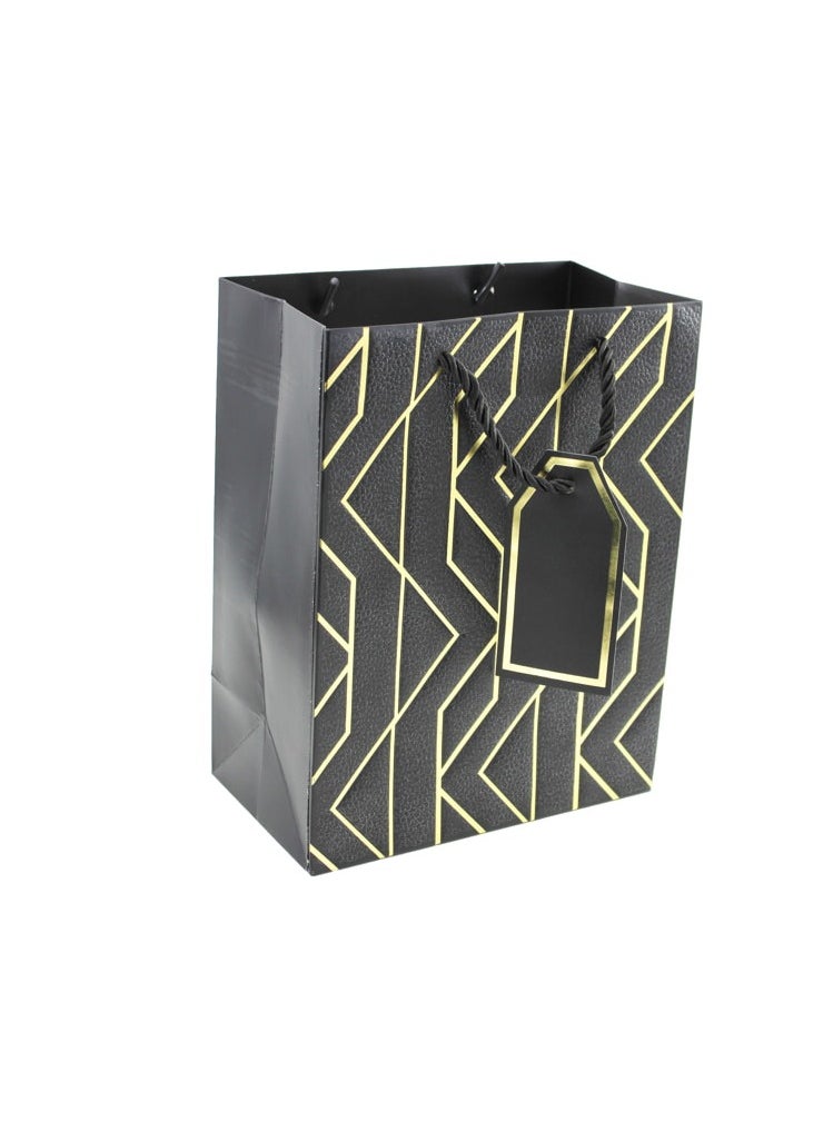 PARTY FUN - Paper Gift Bag 7x12x15cm Perfect for Birthday, Wedding, Anniversary, and Special Occasions Black Color - Image 1