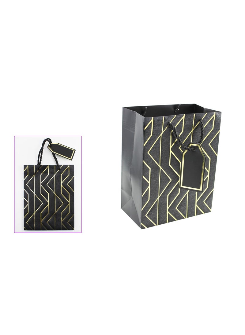 PARTY FUN - Paper Gift Bag 7x12x15cm Perfect for Birthday, Wedding, Anniversary, and Special Occasions Black Color - Image 1