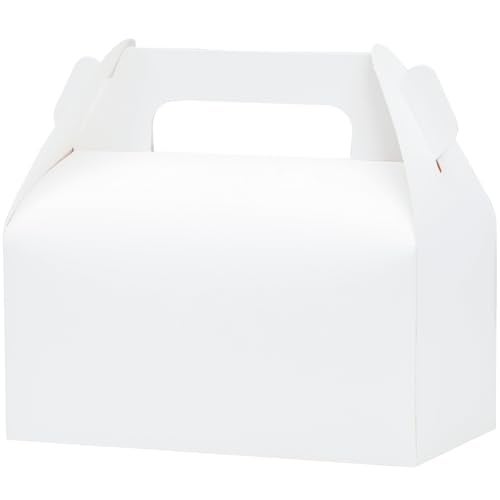 UnicoPak 30 Pack White Gable Treat Boxes Party Favor Boxes for Goodie Snacks Cookie Candy Toys Birthday Party Wedding Shower Holidays 6.5x3.5x4 Inches - Image 1