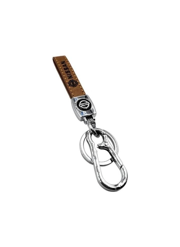 Nissan Car Key Chain, Home Key Chain, Metal Ring With PU Leather Strap Keychain  - Image 4