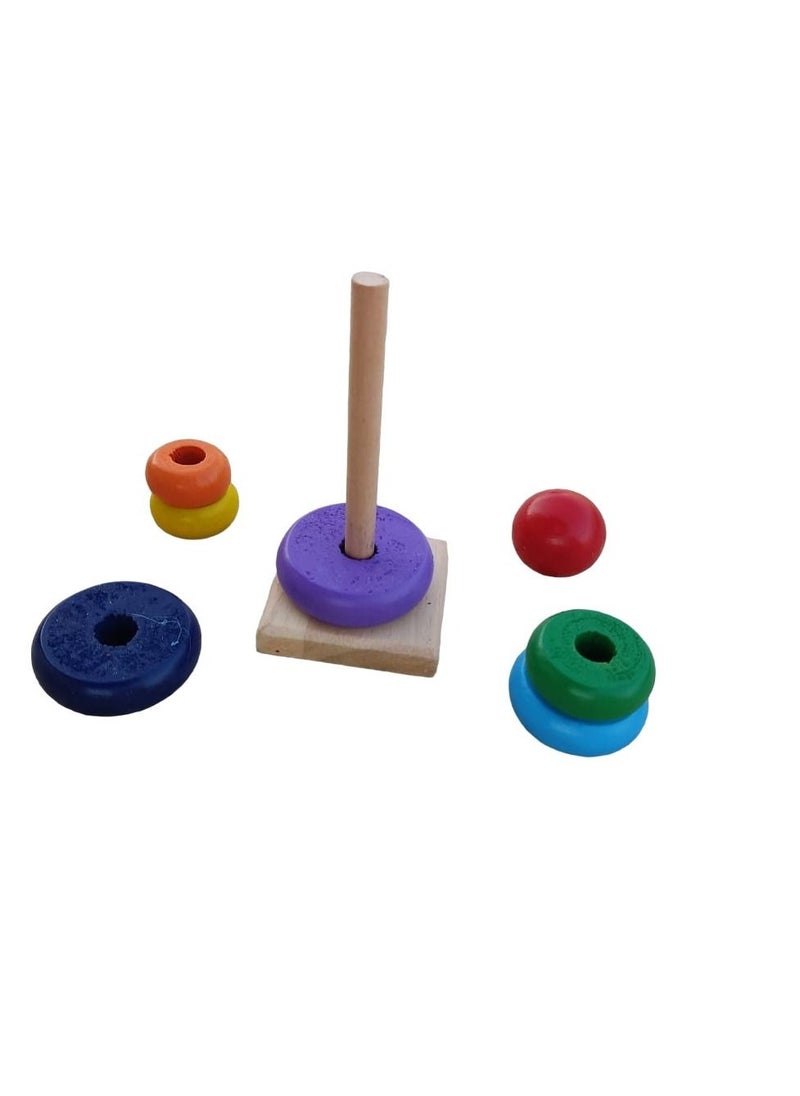 Rainbow Wooden Rainbow Stacking Tower Toys,Wooden Rainbow Stacking Tower Balancing Toys for Kids and Toddlers,MultiColour 14cm  - Image 5
