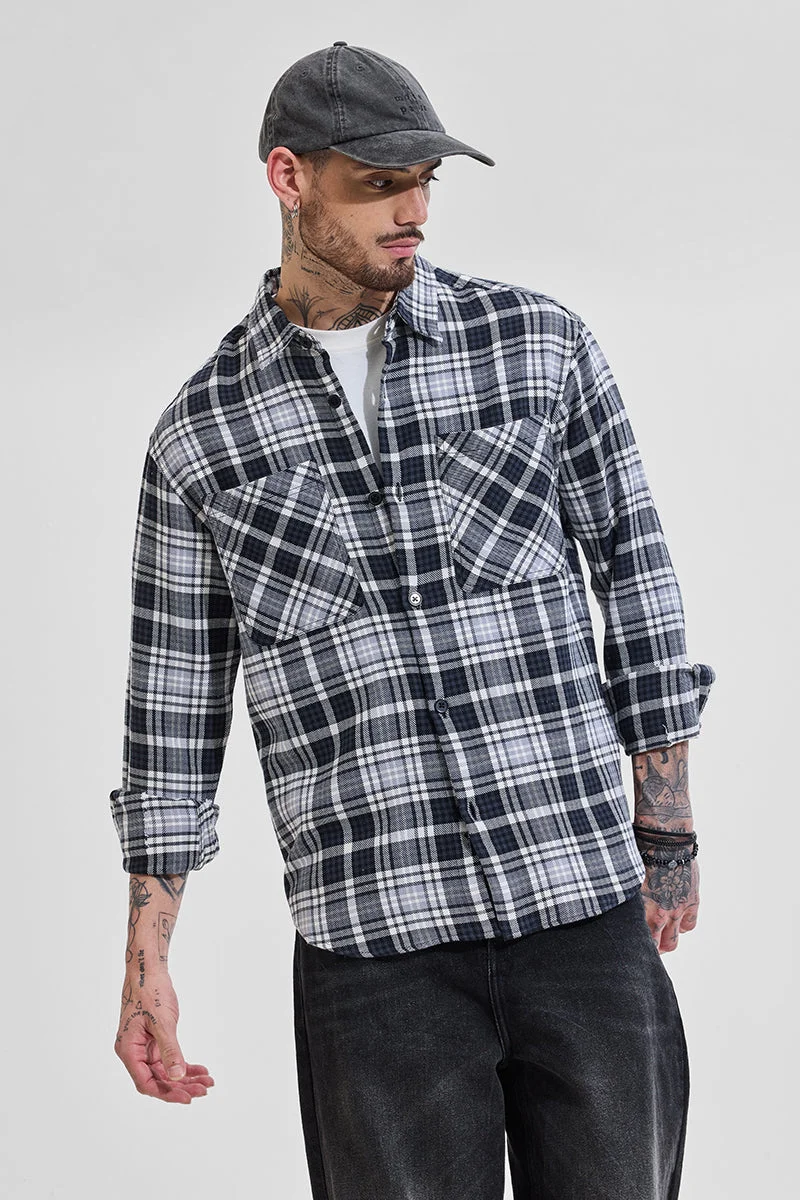 SNITCH Black Flannel Relaxed Fit Overshirt