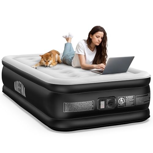 Airefina Airefina Twin Air Mattress with Builtin Pump Raised for Guests Home 18 Blow Up Mattress Self Inflatable Mattress in 2 Mins Portable Foldable Anywhere Air Bed with Carrying Bag Colchones Inflables