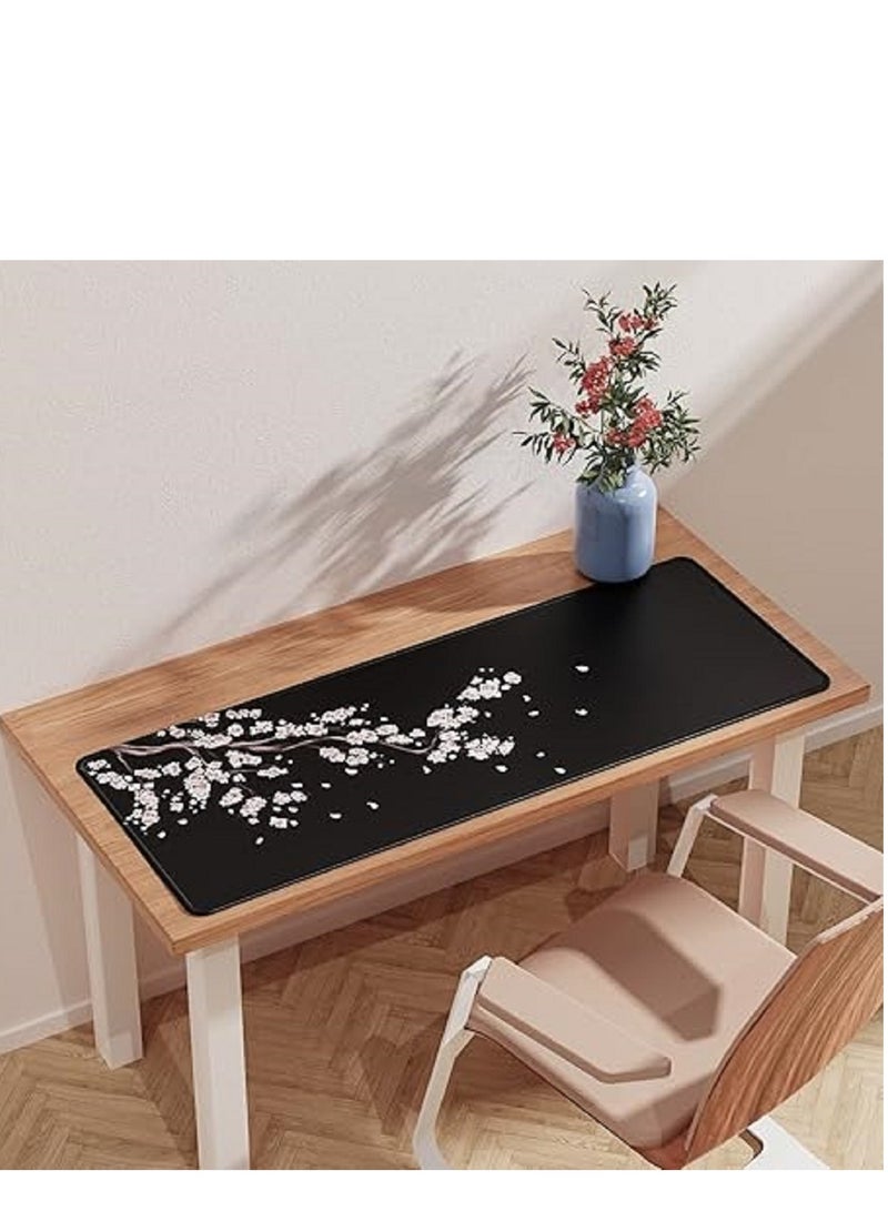 Cherry Blossom Black Mouse Pad 900× 400 × 3 mm Extended Large Mouse Mat Desk Pad  Stitched Edges Mousepad Non-Slip Rubber Base Gaming Mouse Pad  For Gaming  Office  - Image 4