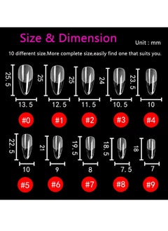 Excefore Almond Fake Gel Nail Tips 120pcs Almond Press on Nails Medium French Design Clear Full Cover Artificial Almond False Nails with Nail Glue for Home DIY Nail Salon Nail Extension,10 size  - Image 4