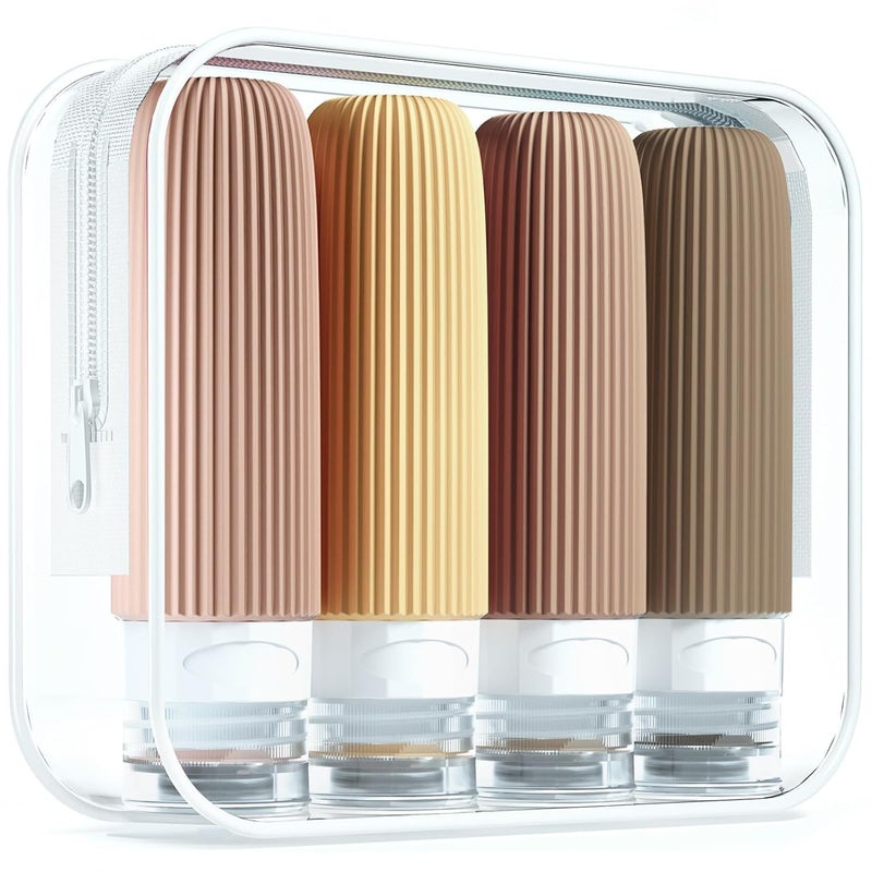 Glivary travel Bottles Kit for Toiletries Organizer BPA Free 90ml Silicone Size Containers Portable Split Bottle Accessories for Conditioner Shampoo Lotion - 4 Pack, Multicolor - Image 4
