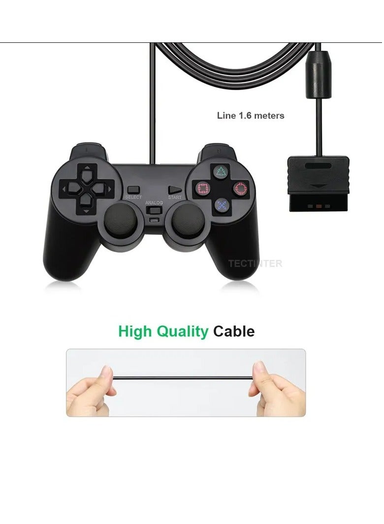Wired Controller, Ergonomics Design Vibration Joystick, Ultra Accurate Gamepad Controller With High Quality 1.6m Cable, Durable Plug And Play Joypad For PS2, PS1 Console, (Transparent Blue)  - Image 3