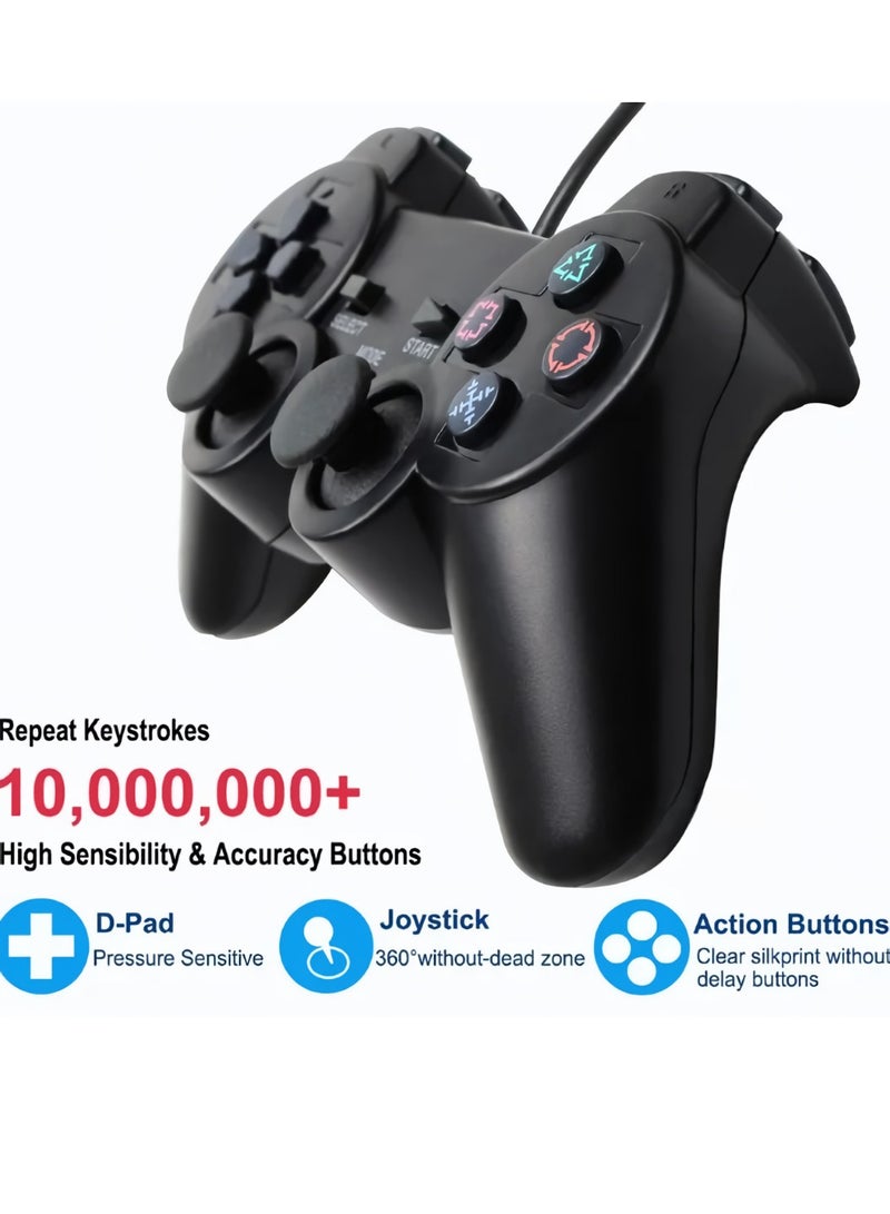 Wired Controller, Ergonomics Design Vibration Joystick, Ultra Accurate Gamepad Controller With High Quality 1.6m Cable, Durable Plug And Play Joypad For PS2, PS1 Console, (Transparent Blue)  - Image 4