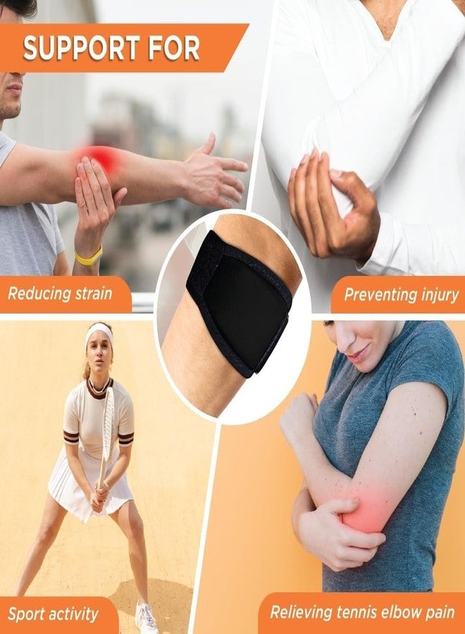 EASEFIT دعامة كوع التنس من النيوبرين من إيزيفيت مع حزام - رباط كوع لتخفيف آلام التهاب الجراب والتهاب الأوتار، مناسب للتمارين الرياضية، التنس، الريشة الطائرة، والجري - مقاس حر - أسود - Image 5