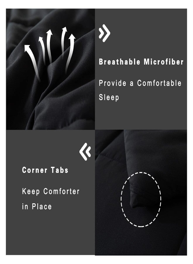 DOWNCOOL Queen Comforter Set -All Season Queen Bed Set with 2 Pillow Cases-3 Pieces Bedding Sets Queen -Down Alternative Black Comforters Queen Size(88"x90") - Image 5