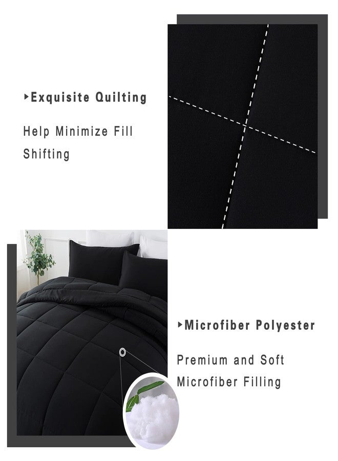 DOWNCOOL Queen Comforter Set -All Season Queen Bed Set with 2 Pillow Cases-3 Pieces Bedding Sets Queen -Down Alternative Black Comforters Queen Size(88"x90") - Image 4