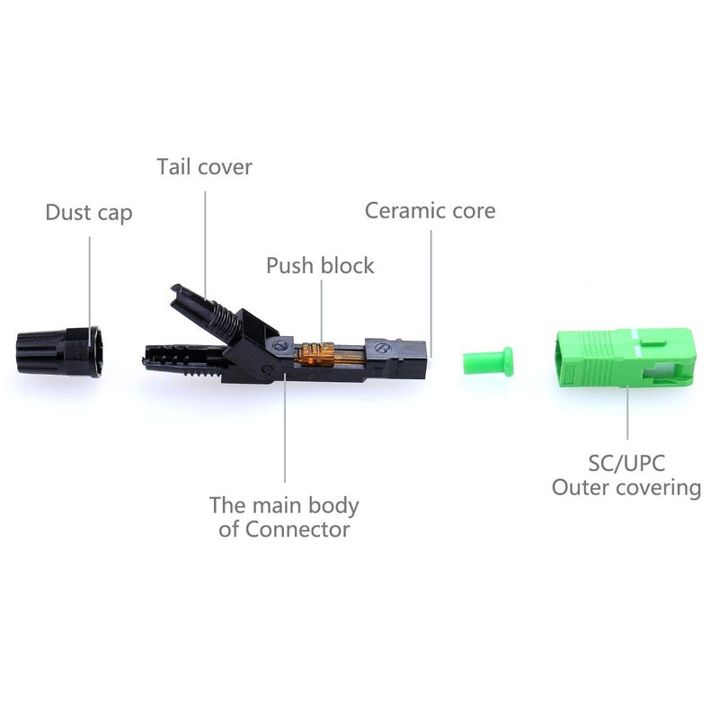 KELUSHI FTTH SC/APC-P Single-Mode Optical Fiber Cable Quick and Fast Connector Adapter for CATV Network (10Pcs Green Black) - Image 4
