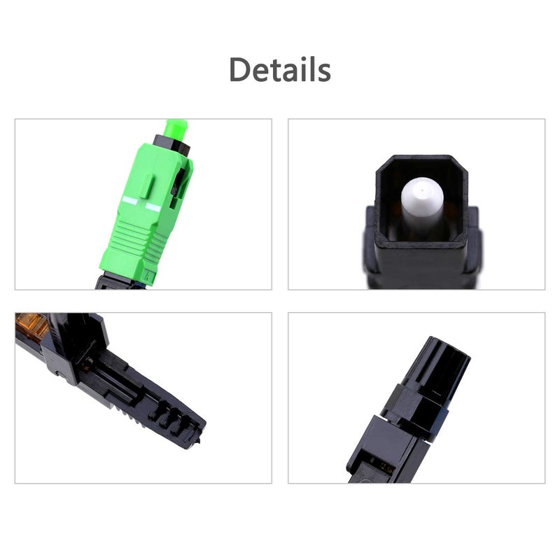 KELUSHI FTTH SC/APC-P Single-Mode Optical Fiber Cable Quick and Fast Connector Adapter for CATV Network (10Pcs Green Black) - Image 5