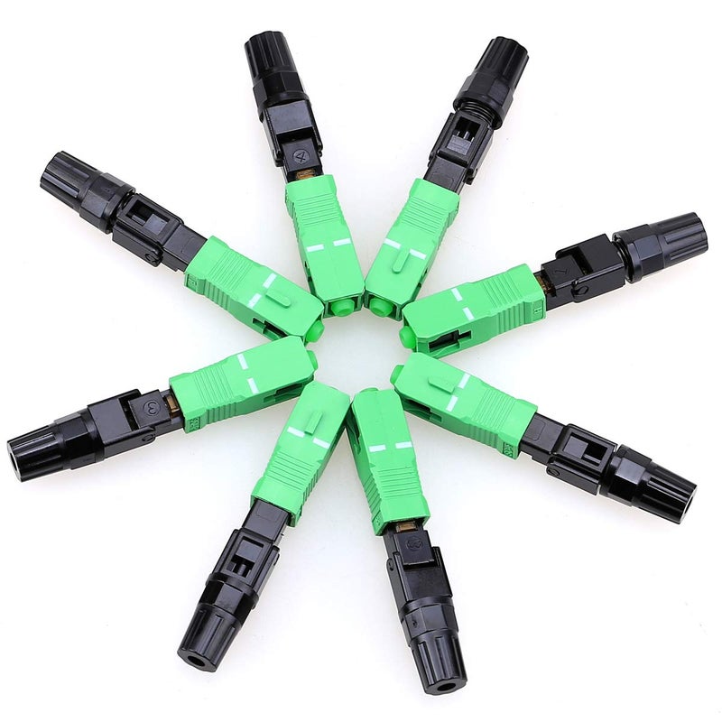 KELUSHI FTTH SC/APC-P Single-Mode Optical Fiber Cable Quick and Fast Connector Adapter for CATV Network (10Pcs Green Black) - Image 2