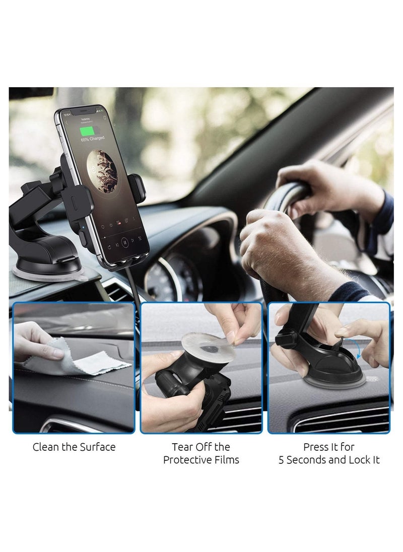 Generic - Wireless Car Charger 15W Fast Charging Auto Clamping Car Charger Phone Mount Phone Holder - Image 1