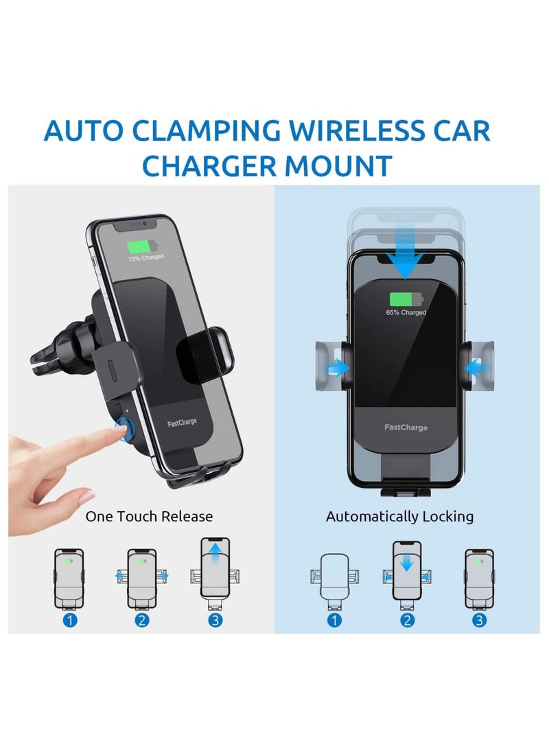 Generic - Wireless Car Charger 15W Fast Charging Auto Clamping Car Charger Phone Mount Phone Holder - Image 1
