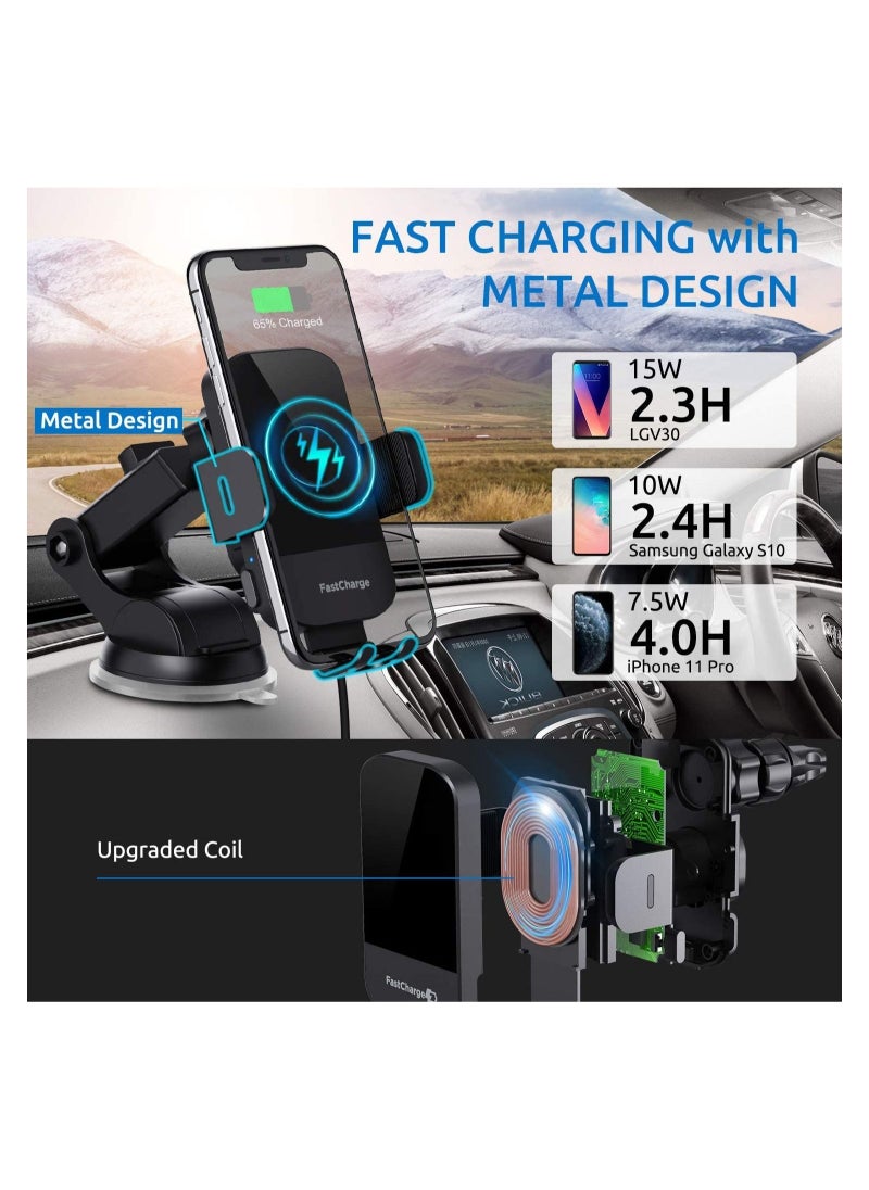 Generic - Wireless Car Charger 15W Fast Charging Auto Clamping Car Charger Phone Mount Phone Holder - Image 1