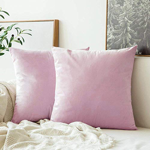 Khooti Velvet Cushion Cover, 20x20 Inch | Baby Pink | Pack of 1 | Solid Plain Soft & Smooth, Decorative Cushion Covers for Living Room, Bedroom, Couches, Chairs, Sofas, Beds & Home Decor - Image 2