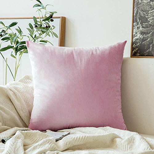 Khooti Velvet Cushion Cover, 20x20 Inch | Baby Pink | Pack of 1 | Solid Plain Soft & Smooth, Decorative Cushion Covers for Living Room, Bedroom, Couches, Chairs, Sofas, Beds & Home Decor - Image 1