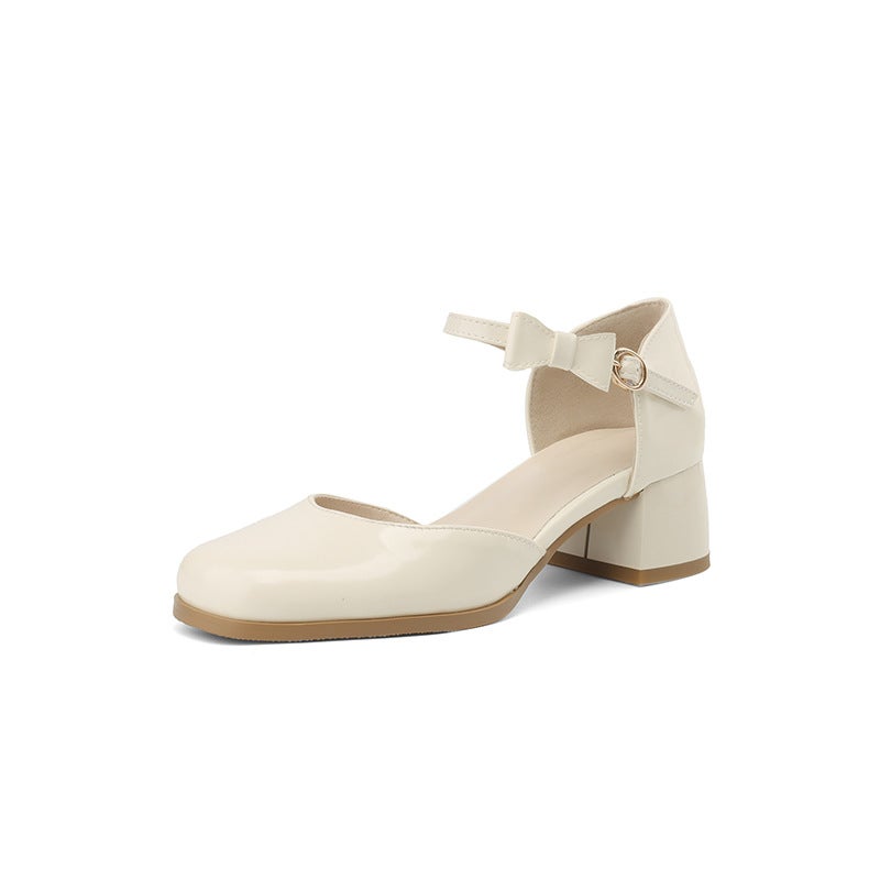 2024 Summer Sweet Bow Mid-Heel 33-43 Size Buckle Hollow Sandals - Image 1
