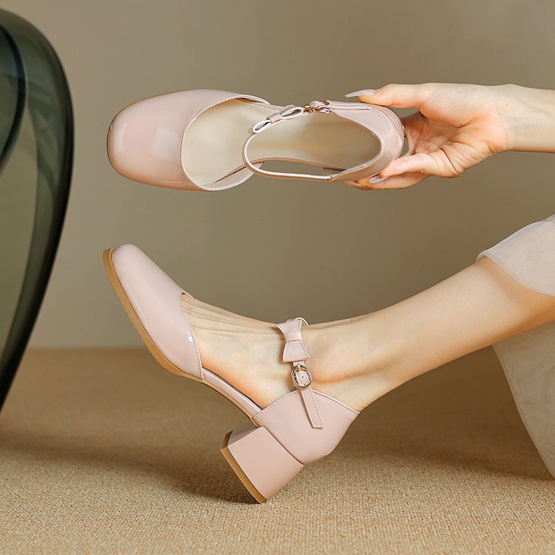 2024 Summer Sweet Bow Mid-Heel 33-43 Size Buckle Hollow Sandals - Image 5