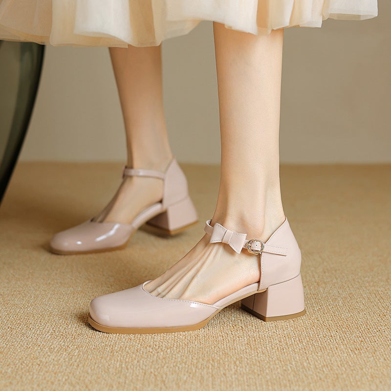 2024 Summer Sweet Bow Mid-Heel 33-43 Size Buckle Hollow Sandals - Image 4