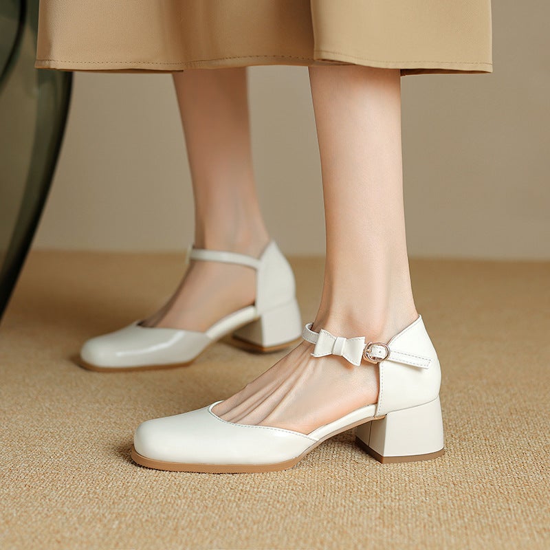 2024 Summer Sweet Bow Mid-Heel 33-43 Size Buckle Hollow Sandals - Image 2