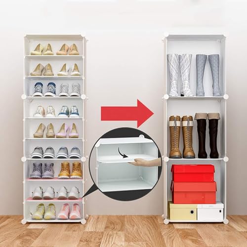 AYSIS Portable Shoe Rack for Home Plastic Shelves Household - DIY Multipurpose Shoe Rack Organizer, 3 Door Shoe Storage-Shelf Entryway for Heels/Slippers/Boots (White, 6-Shelf-3-Door) - Image 4