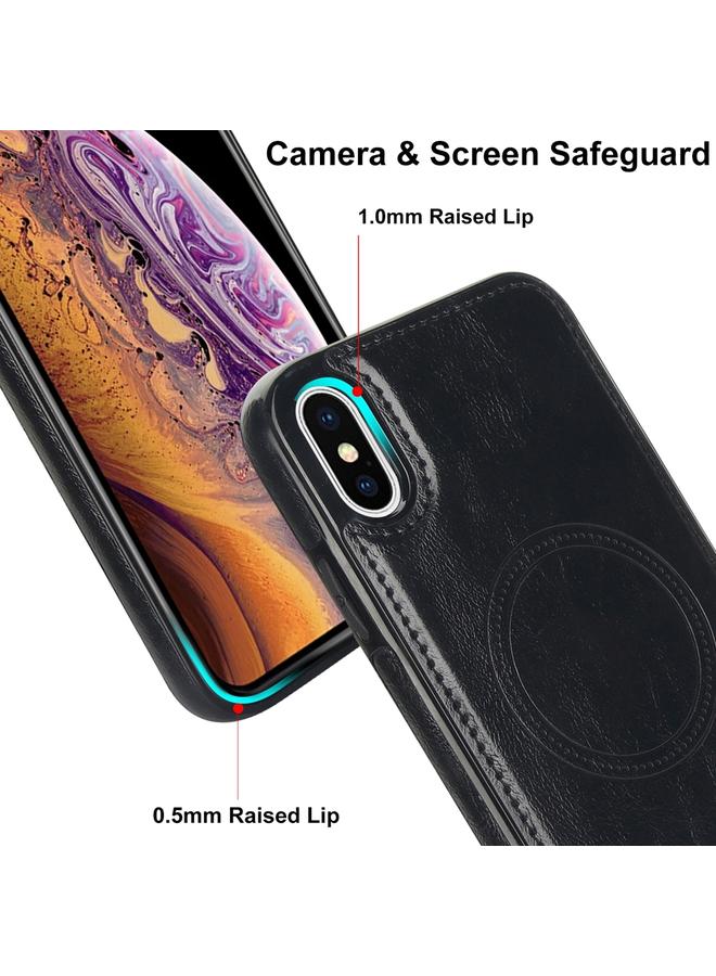S-TOP Case For iPhone XS Max Retro Leather Invisible Stand MagSafe Phone Case - Image 4