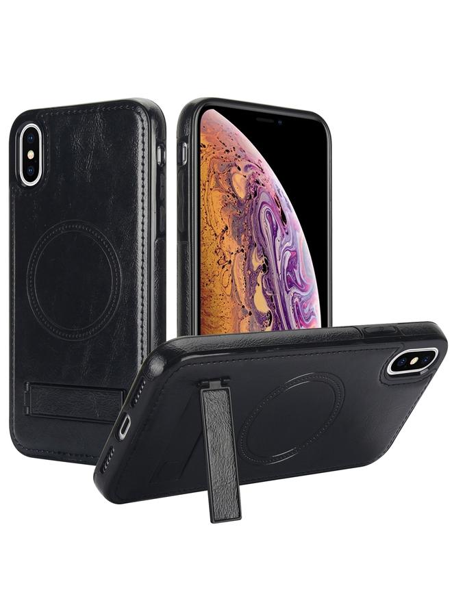 S-TOP Case For iPhone XS Max Retro Leather Invisible Stand MagSafe Phone Case - Image 1