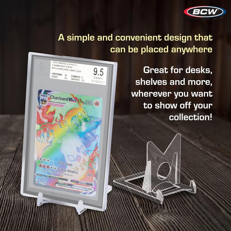 BCW 2-Piece Card Display Stands - 20 ct | Showcase Top Loaders, Magnetics, Screwdowns |Trading Card Display| Card Display Stand | Card Stand | Semi Rigid Card Holder Stand | Clear Plastic Stand - Image 5