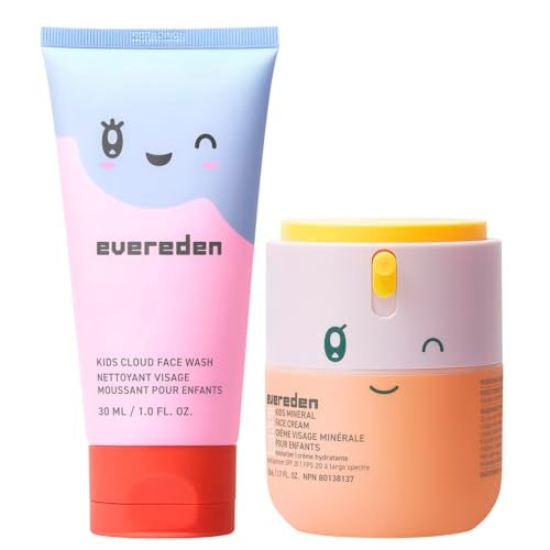 Evereden Kids Happy Morning DUO: Clean & Vegan Skin Care for Kids Bundle | Skin Care Cloud Face Wash + SPF 20 Mineral Face Cream | Non-Toxic | Non-Comedogenic | Fun | Easy-to-Use Skincare - Image 1