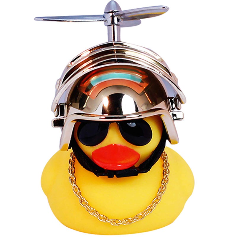 wonuu Rubber Duck Car Ornaments Yellow Duck Car Dashboard Decorations with Propeller Helmet
