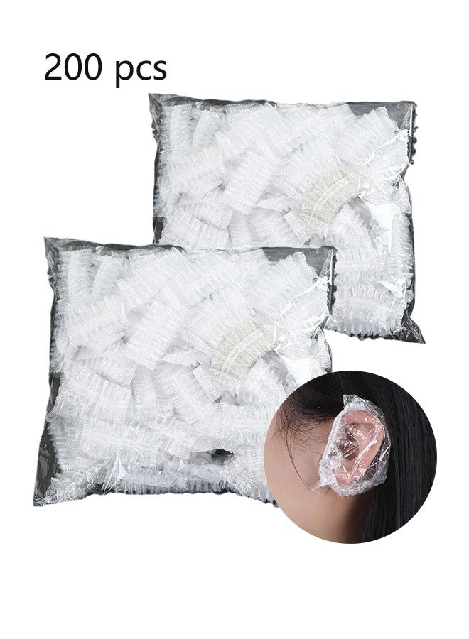 200-Piece Disposable Ear Protector Cover Cap Elastic Clear Shower Water Ear Covers Large For Hair Dye, Shower, Bathing Ear Cover Caps, Spa Home Use Hotel and Hair Salon  - Image 1