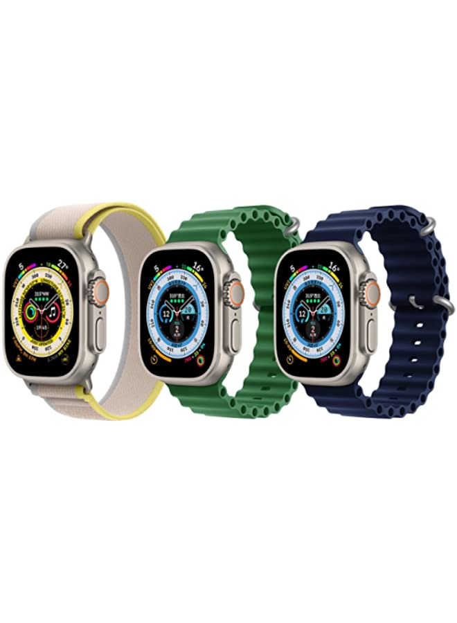 IAF Silicone Ocean Nylon G-hook Loop Buckle Strap for Apple Watch Ultra 8 49mm Set of 3